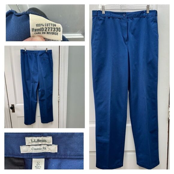 L.L. Bean Classic Fit navy pants slacks with adjustable elastic waist women's 12 - Picture 9 of 9